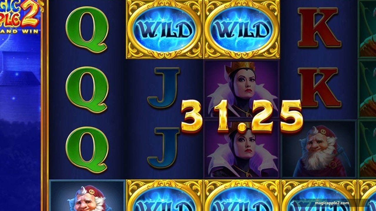 Magic Apple 2 ekranida uchta Castle Scatter Free Spins rejimini ishga tushirayotgan lahza